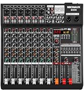 MICNAUX Audio Mixer 8 Channel Professional Sound Console Music Mixer with 320 DSP Effects, 7-band...