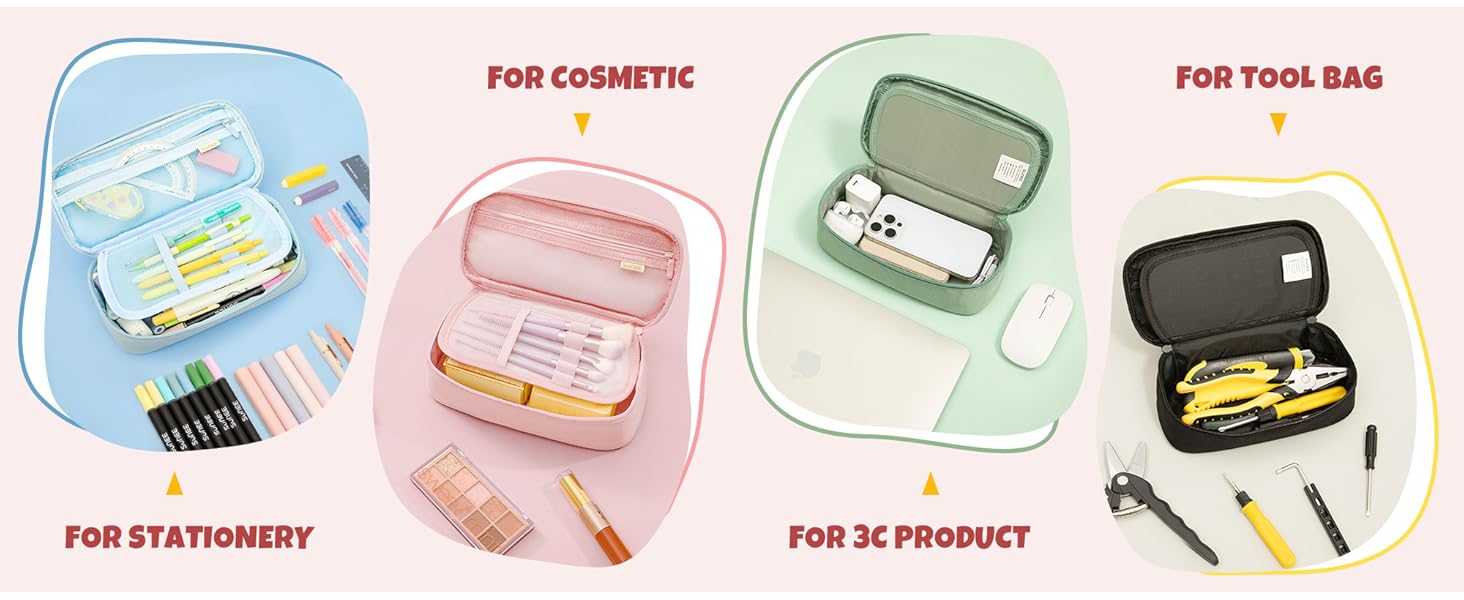 SUNEE Cute Pencil Case, Large Capacity Pencil Pouch, Big Storage Organizer for Stationery,
