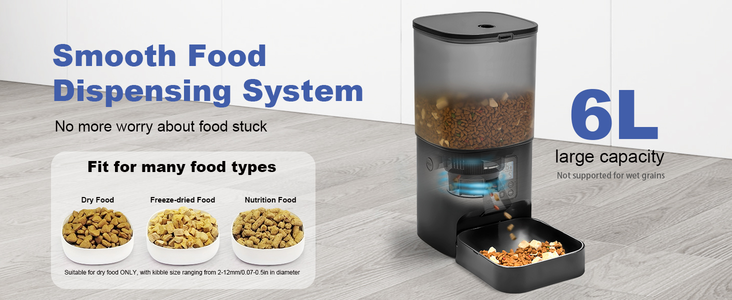 automatic cat feeder with smooth food dispensing system