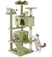Sweetcrispy 54 Inch Cats Tree Tower, Multi-Level with Cat Scratching Post, Indoor Cat Condo with ...
