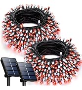 2PK 240LED 95FT Solar Christmas Lights - Outdoor Waterproof, Green Wire Solar Tree Lights with 8 ...