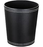 RHCSZ PU Leather Trash Can,Round 2.6-Gallon Wastebasket,Decorative Small Stylish Garbage Can for ...