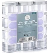 Healthy Packers Slime Containers with Water-tight Lids (8 oz, 12 Pack) - Clear Plastic Food Stora...