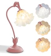 AQDZCNF Flower Table Lamp,LED Reading Light Bedside Vintage Flower Night Light,3 Colors Modes Kaw...