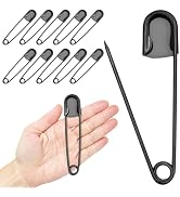 5 Pcs 5 Inch Large Safety Pins,Stainless Steel Black Large Safety Pins Heavy Duty Extral Big Safe...