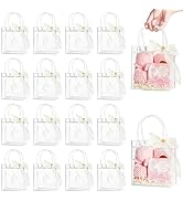 Ohuimrt 30 PCS Clear Plastic Gift Bags with Handles, Reusable Party Favor Bags with Ribbon Transp...