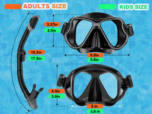 snorkel set size chart