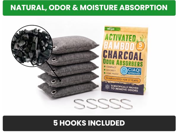 Natural odor & moisture absorption, 10 hooks included