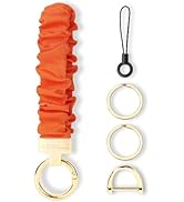 WEESMILE Keychain Wristlet, Stretchy Key Chain for Car Keys with D ring, Cute Scrunchie Wrist Bra...