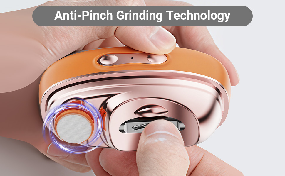 close up of electric nail file baby safety grinding head.