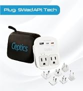 Ceptics 35W Universal Travel Adapter Kit – 2 USA sockets, USB-A, USBC, 1x PD 35W USB-C and USBC C...
