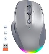 MEETION Wireless Mouse, Ergonomic Bluetooth Mouse for Laptop, Gray | Rechargeable triple-mode mou...