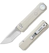 OKNIFE LK Folding Knife with Rechargeable Flashlight, 2-in-1 Button Lock 2.48" M390 Blade Pocket ...