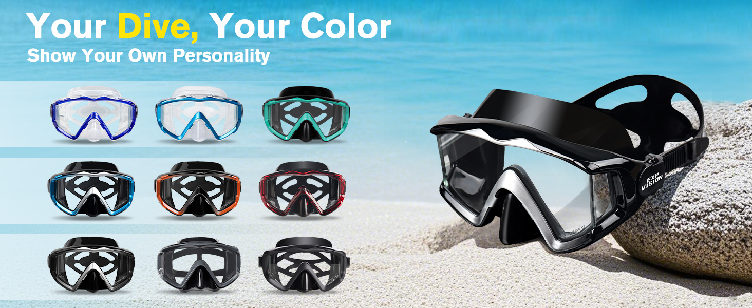 Adult Pano 3 Scuba Diving Mask Snorkel Mask Anti-Fog Swim Mask Swim Goggles with Nose Cover