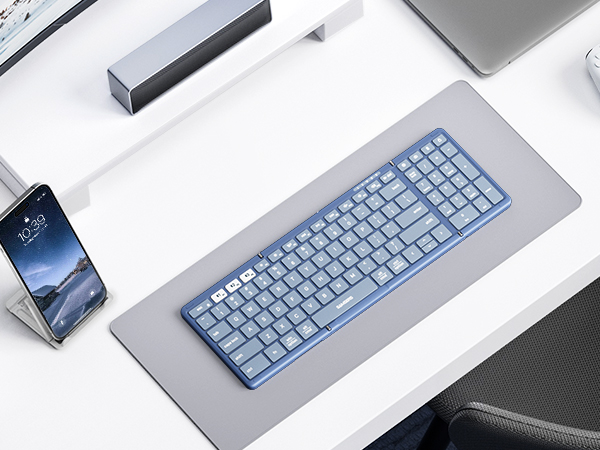 Folding keyboard with leather cover