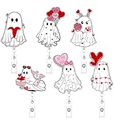 Valentine's Day Badge Reel Retractable - Cosmisun 6 Pcs Valentines Ghost Badge Holder with Alliga...