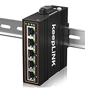 keepLiNK 5-Port Industrial Ethernet Switch, Unmanaged 10/100Mbps Network DIN Rail Switch, IP40, O...