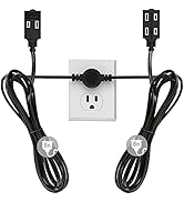 Twin Extension Cord Power Strip - 16 Feet Double Extension Cord - 8 feet on Each Side - Flat Head...