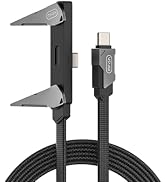 MFish 240W USB C Cable with Stand, 90° Right Angle Fast Charging Braided USB C to USB C Cable, Fo...