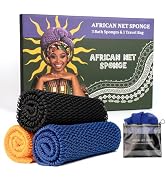 Bathway African Net Sponge Authentic 3 Pieces with Storage Bag, African Exfoliating Net Sponge Wa...
