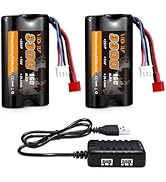VICMILE 7.4V Li-ion Battery 3300mAh High Capacity RC Battery with Dean-Style T Plug 2S Rechargeab...