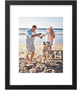 decorUhome 11x14 Picture Frame, Display Pictures 8x10 with Mat or 11x14 without Mat, Black Engine...