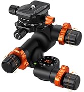 K&F CONCEPT 3-Way Geared Tripod Head, Millimeter Micro-Adjustment, Aluminum Alloy Tripod Head Max...
