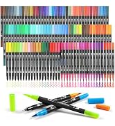 120 Colors Dual Brush Marker Pens, Marker Set, Artist Fine and Brush Tip Markers For Kids Adult c...