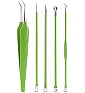 FVION Blackhead and Acne Extractor Kit, Professional Pimple Popper Tool Kit, Acne Tweezers and Bl...