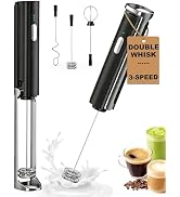 Soenglyun 3-Speed Rechargeable Milk Frother Handheld with Stand & 3 Whisks, Dual Coil Whisk Coffe...