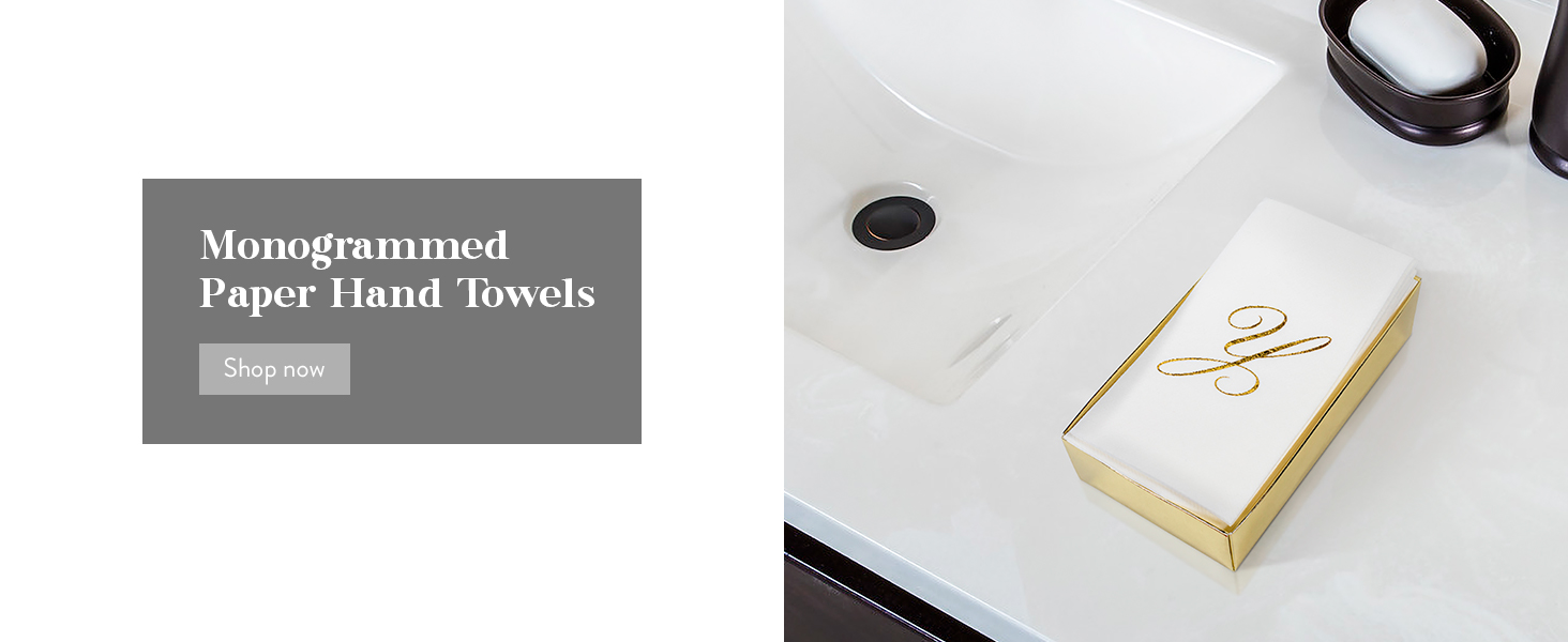 Monogrammed Paper Hand Towels for Guest Bathroom & Kitchen Disposable Monogram Hand Towels