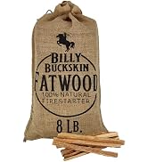 Billy Buckskin Co. 8 lb. Burlap Bag of Fatwood Fire Starter Sticks | Gift Set of Fatwood, Comes i...