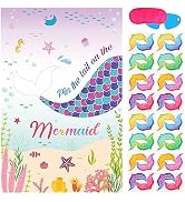 Hooqict Pin The Tail on The Mermaid Birthday Party Game Under The Sea Games Favors for Kids Merma...