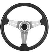 Qiilu 14" Steering Wheel, Drifting Deep Dish Racing Steering Wheel 14 inch/350mm 6 Bolts Grip wit...