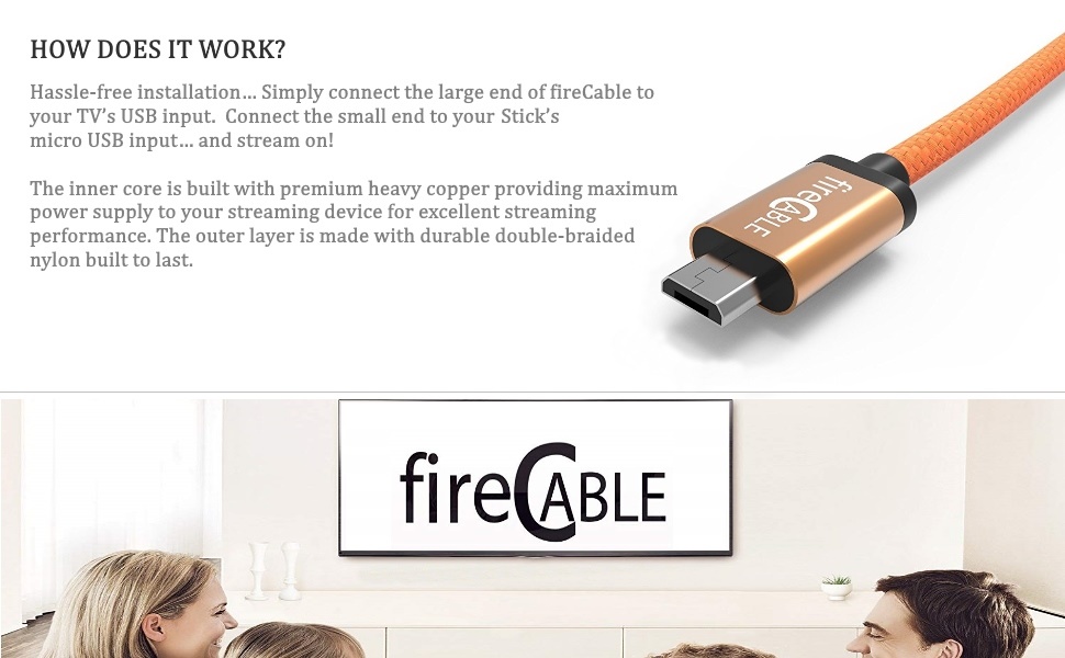 replacement tv stick power adapter cord connected to smart tv