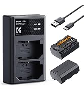 K&F CONCEPT NP-FZ100 2280mAH Battery and Dual Slot Charger Set for Sony A7iii, A7iv, A7C, A6700, ...