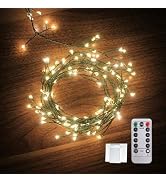 Dailyart 6feet 120 LED Starry Lights, Battery Operated Waterproof Dark Green Copper Wire Fairy Li...
