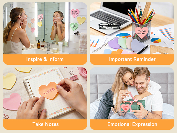 heart shaped post it notes