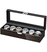 ANWBROAD Watch Box for Men,6 Slot Watch Display Case,New Ebony-Colored Piano Lacquer Mens Watch C...