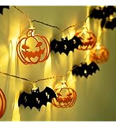 KatchOn, LED Halloween String Lights - 10 Feet, 20 LED | Light Up Pumpkin String Lights, Bat Stri...