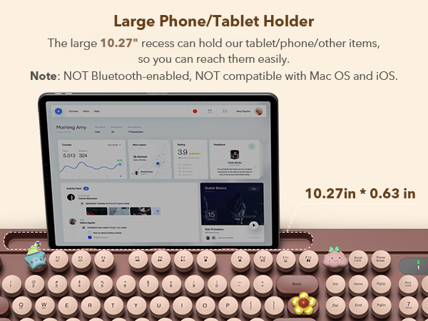 Wine Red Wireless Keyboard with Large Phone/Tablet Holder, Length: 10.27 inches