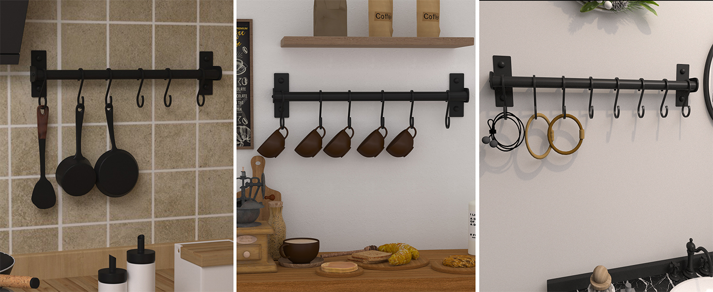 Dseap kitchen utensil rack is perfect for hanging cups, pot, pans and kitchen utensil