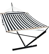 GAFETE 2 Person Hammock with Stand for Outside, Heavy Duty Steel Stand, Double 55inch Hammocks, L...