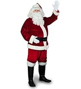 Sunnywood Men’s Plus Size Velvet Santa Suit Costume Set Fully Lined Santa Outfit Jacket, Pants, H...