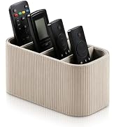 Cretkhp 4 Compartments TV Remote Control Holder, PU Leather Remote Holder Caddy Organizer with So...