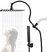 Fransiton All Metal 10 Inch Square Rain Shower Heads with Rectangular Handheld Spray Combo, Adjus...