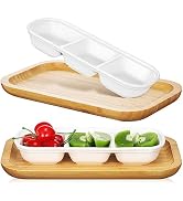 Luxshiny Ceramic Divided Serving Dishes 2 Sets Porcelain Appetizer Platter Relish Tray 3 Dipping ...
