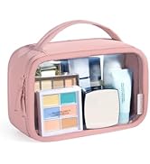 BAGSMART Clear Makeup Bag - TSA Approved Toiletry Bag with Handle Large Opening, Water-Resistant ...