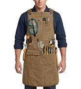FMLIUY Woodworking Apron for Men,16oz Canvas Welder Aprons with 9 Tool Pockets,Poly Cotton Heavy ...