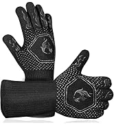 BBQ Grill Gloves : 1472 ? High Temp Resistance Fireproof Glove for Grilling Barbecue - Washable L...